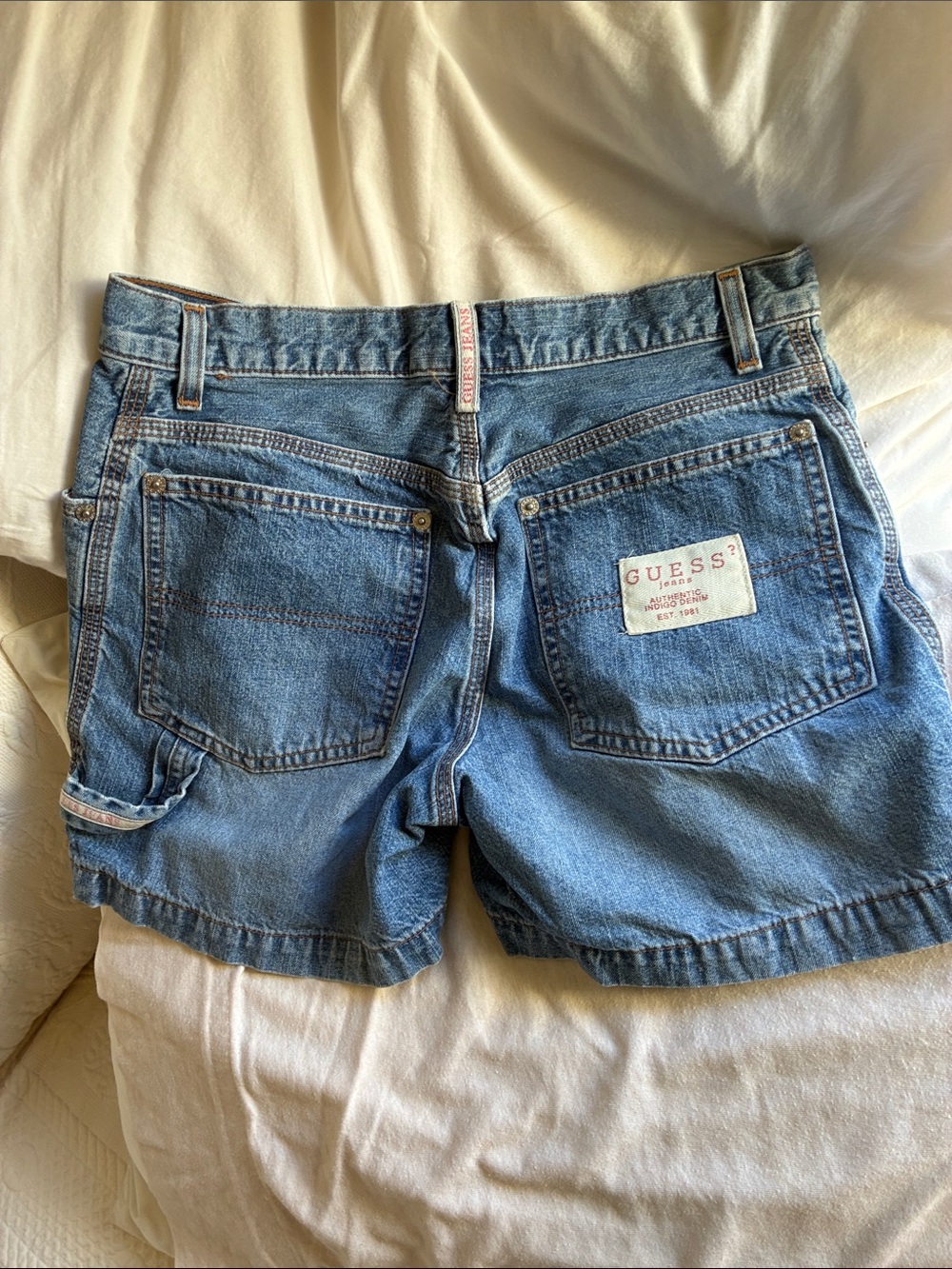 BOGO FREE-GUESS Classic Blue Denim Vintage 90’s  Carpenter Shorts- Size 26 S